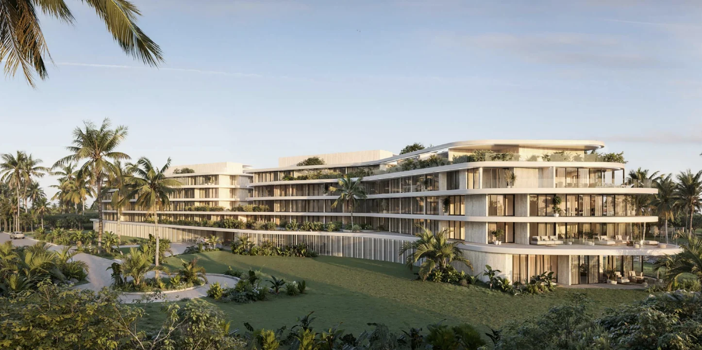 Sculpted architecture, tropical surroundings